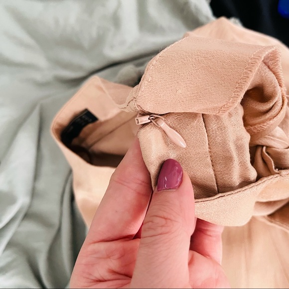 Zara Blush Satin Wrap Midi Skirt Lace Mini Lined - Picture 9 of 9